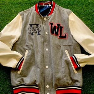 H&M wool blend leather Varsity Jacket size | L